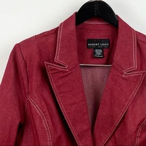 Vintage Robert Louis Jacket | Red Crop Denim SZ Large